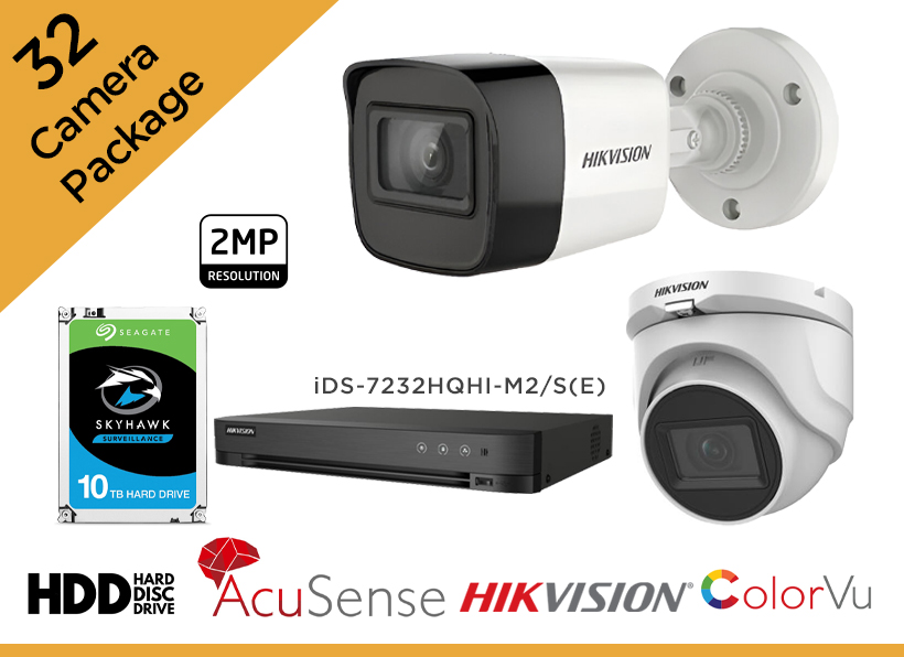 Hikvision 2MP CCTV Camera Package - Set of 32 High-Definition Camera